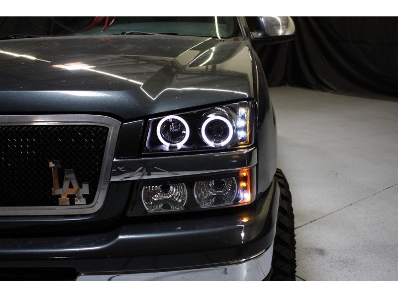 Spyder Chevy Silverado 1500 03-06 Projector LED Halo LED Amber Reflctr Blk PRO-YD-CS03-AM-BK