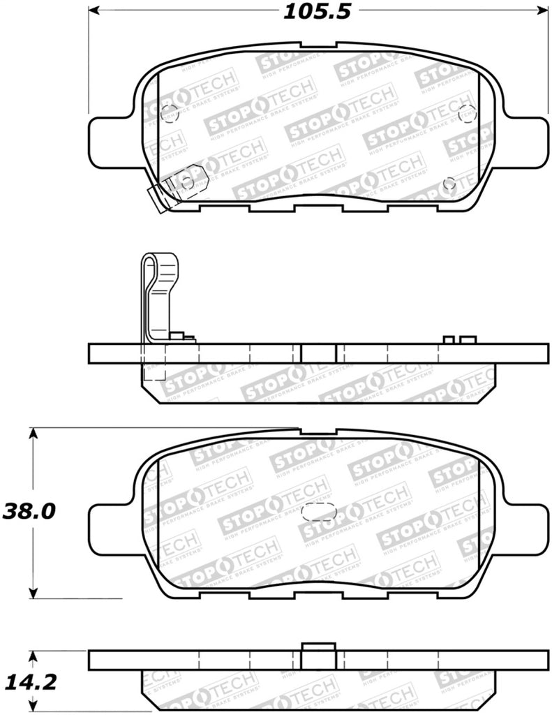 StopTech 12-17 Nissan Maxima Street Performance Rear Brake Pads