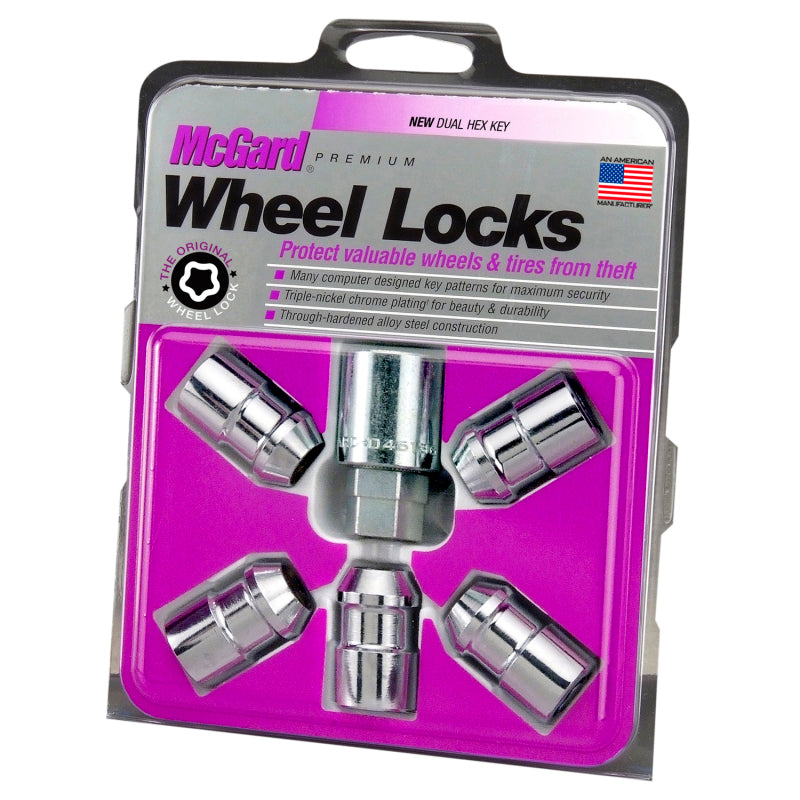 McGard Wheel Lock Nut Set - 5pk. (Cone Seat) 1/2-20 / 3/4 &13/16 Dual Hex / 1.46in. Length - Chrome