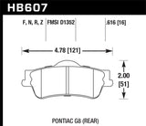 Hawk 08-09 Pontiac G8 3.6 Base/6.0 HPS Street Rear Brake Pads