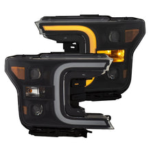 Load image into Gallery viewer, ANZO 18-19 Ford F-150 Projector Headlights w/Plank Style Switchback Black w/Amber