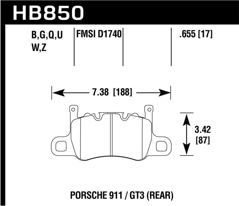 Hawk Audi 14-19 Porsche 911 / 2016 Cayman / 17-19 Panamera PC Rear Brake Pads