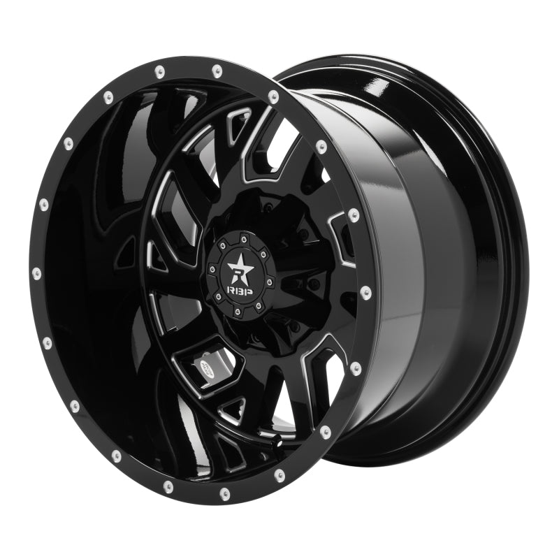 RBP 65R Glock 20x12 6x135/139.7 BP / 4.75 BS -44mm Offset 87mm CB Gloss Black Machined Grooves Wheel