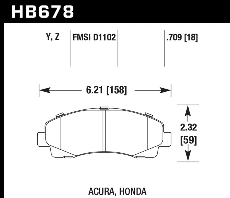 Hawk 2006-11 Honda Ridgeline Street Performance Ceramic Front Brake Pads