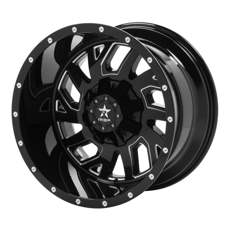 RBP 65R Glock 20x12 6x135/139.7 BP / 4.75 BS -44mm Offset 87mm CB Gloss Black Machined Grooves Wheel