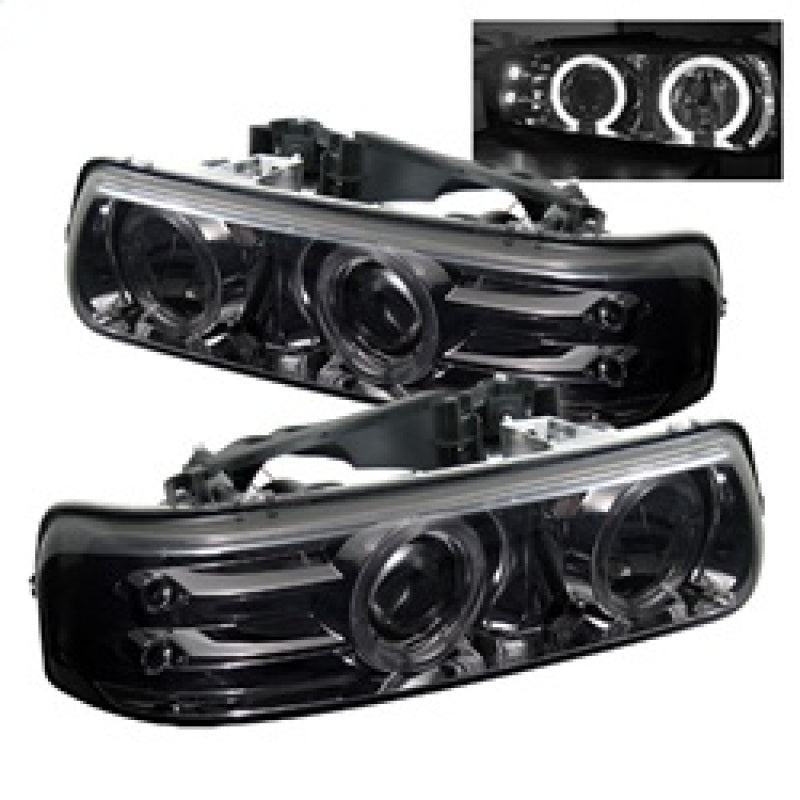 Spyder Chevy Silverado 1500/2500 99-02 Projector Headlights LED Halo LED Smoke PRO-YD-CS99-HL-SMC