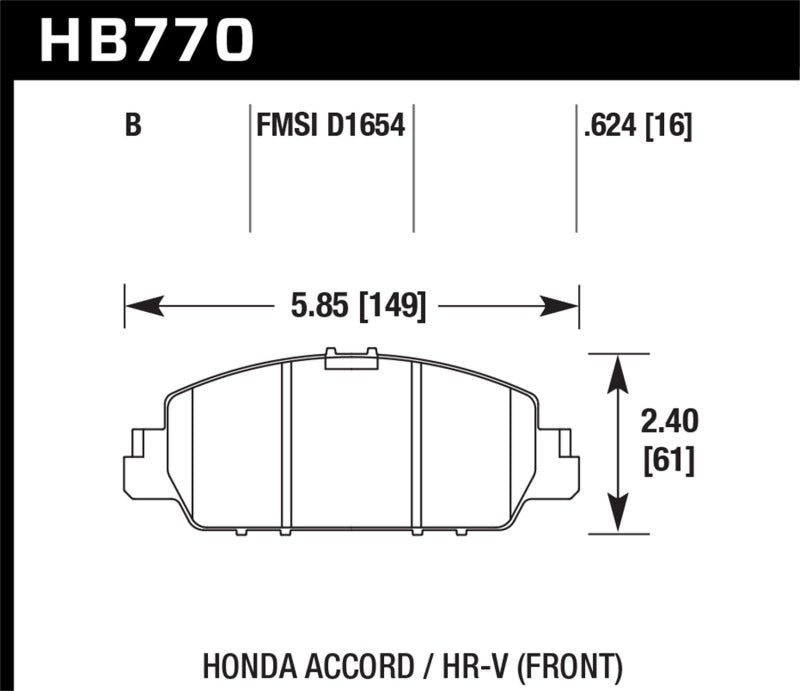 Hawk 13-17 Honda Accord HPS 5.0 Front Brake Pads