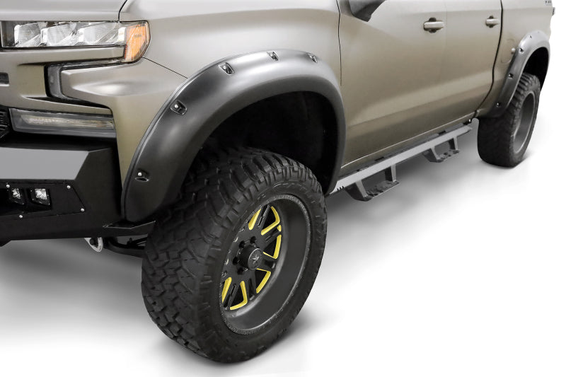 Lund 19-21 GM Silverado/Sierra RX-Flat Smooth Elite Series Fender Flares w/Black Bolts - Black 4pc