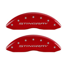 Load image into Gallery viewer, MGP 4 Caliper Covers Engraved Front &amp; Rear Stingray Red finish silver ch