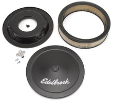 Load image into Gallery viewer, Edelbrock Air Cleaner Pro-Flo Series Round Steel Top Paper Element 14In Dia X 3 75In Dropped Base