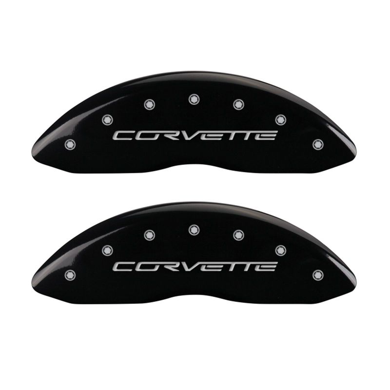 MGP 4 Caliper Covers Engraved Front & Rear C6/Corvette Black finish silver ch