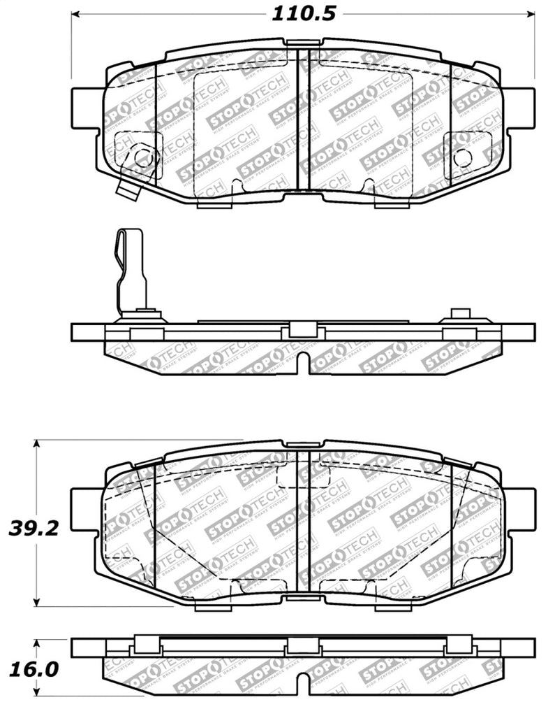 StopTech 06-14 Subaru Tribeca Street Select Rear Brake Pads