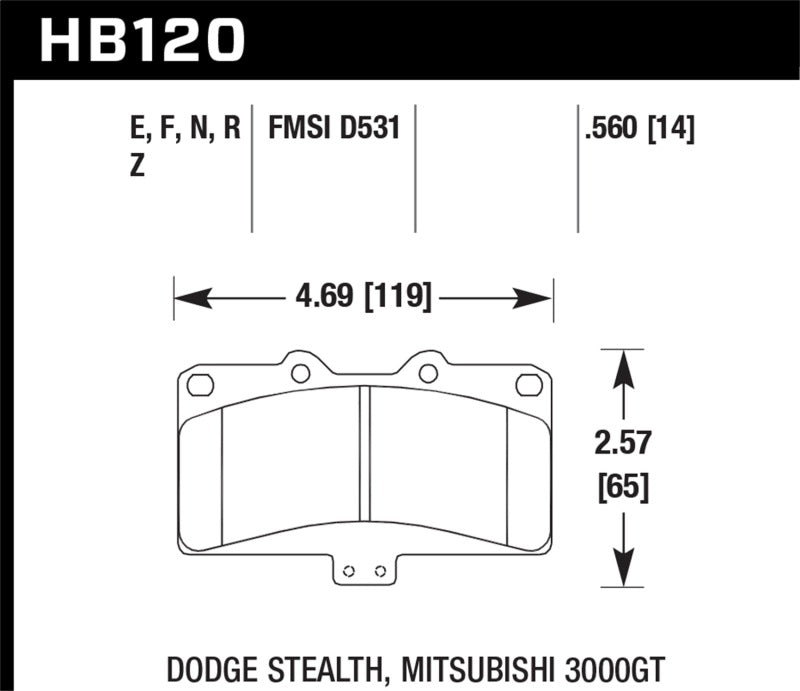 Hawk Mitsubishi 3000 GT VR4/ Dodge Stealth R/T 4WD HPS Street Front Brake Pads