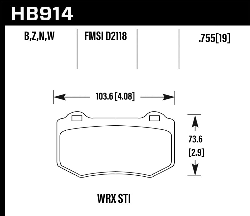 Hawk 2018 Subaru WRX STI HP Plus Rear Brake Pads