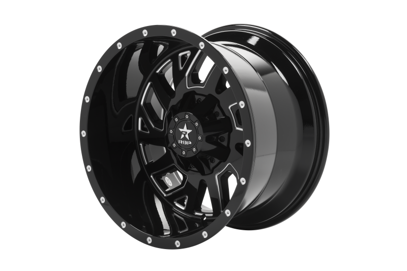 RBP 65R Glock 20x12 6x135/139.7 BP / 4.75 BS -44mm Offset 87mm CB Gloss Black Machined Grooves Wheel