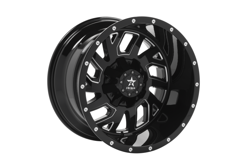 RBP 65R Glock 20x12 6x135/139.7 BP / 4.75 BS -44mm Offset 87mm CB Gloss Black Machined Grooves Wheel