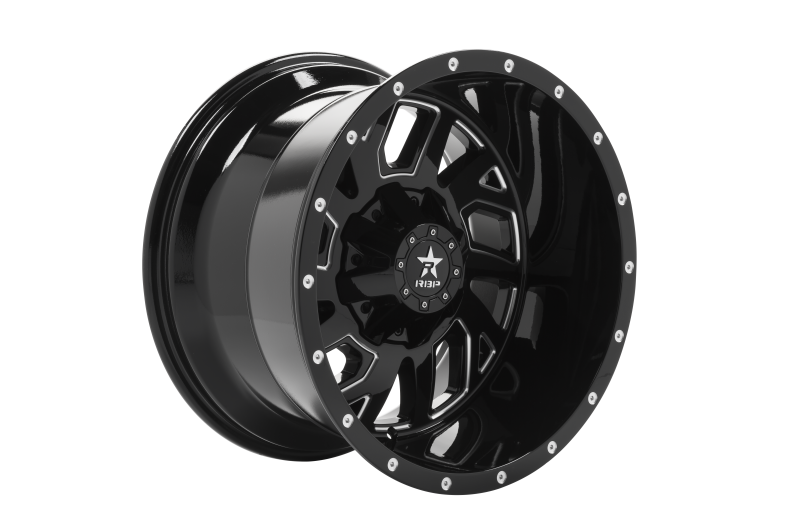 RBP 65R Glock 20x12 6x135/139.7 BP / 4.75 BS -44mm Offset 87mm CB Gloss Black Machined Grooves Wheel