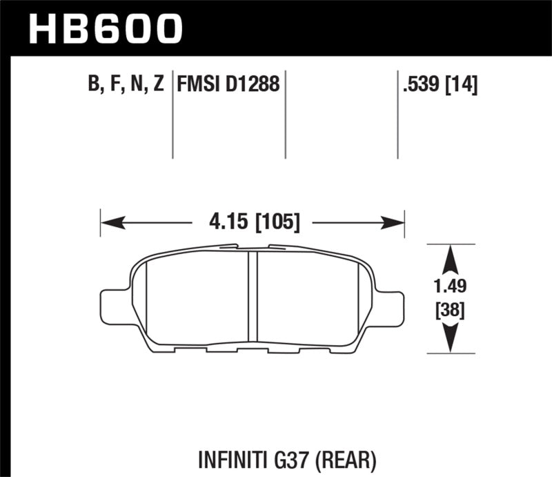 Hawk Infiniti G35 Sport/G37 / 08-10 Nissan Rogue / 07-09 Sentra SE-R / 10 Sentra SE-R M/T Performanc