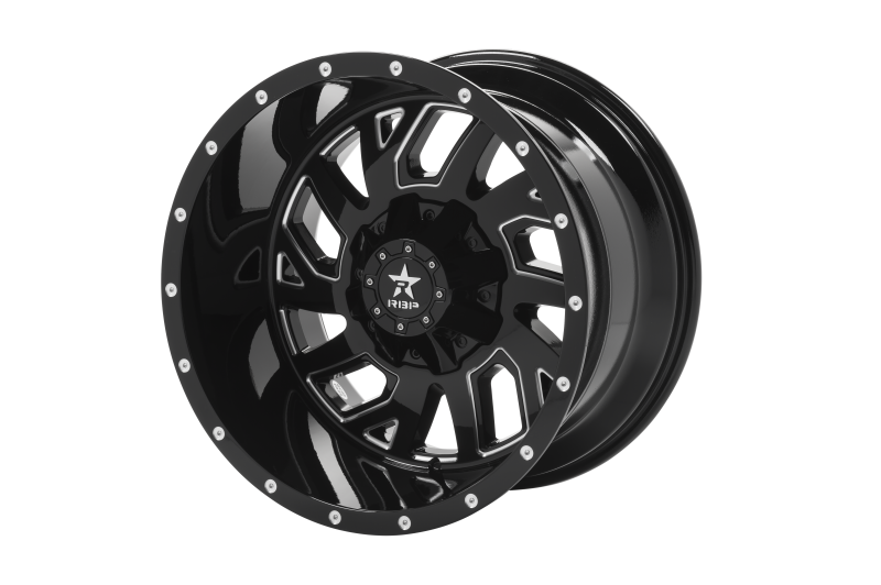 RBP 65R Glock 20x12 6x135/139.7 BP / 4.75 BS -44mm Offset 87mm CB Gloss Black Machined Grooves Wheel